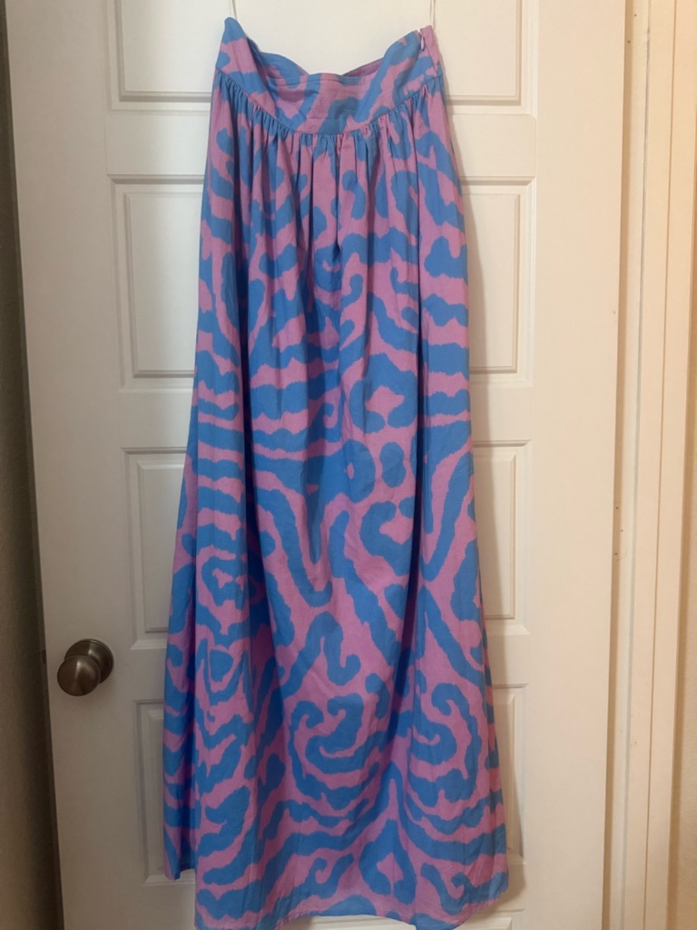 Sheridan French Maxi Skirt in Blue and Pink Abstract Print